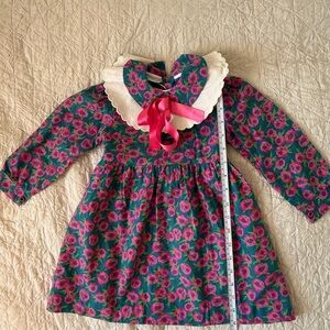 Floral Pink and Green Kids Casual Dress